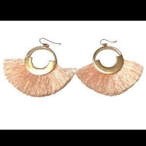 Elegant Gold and Cream Tassel Earrings